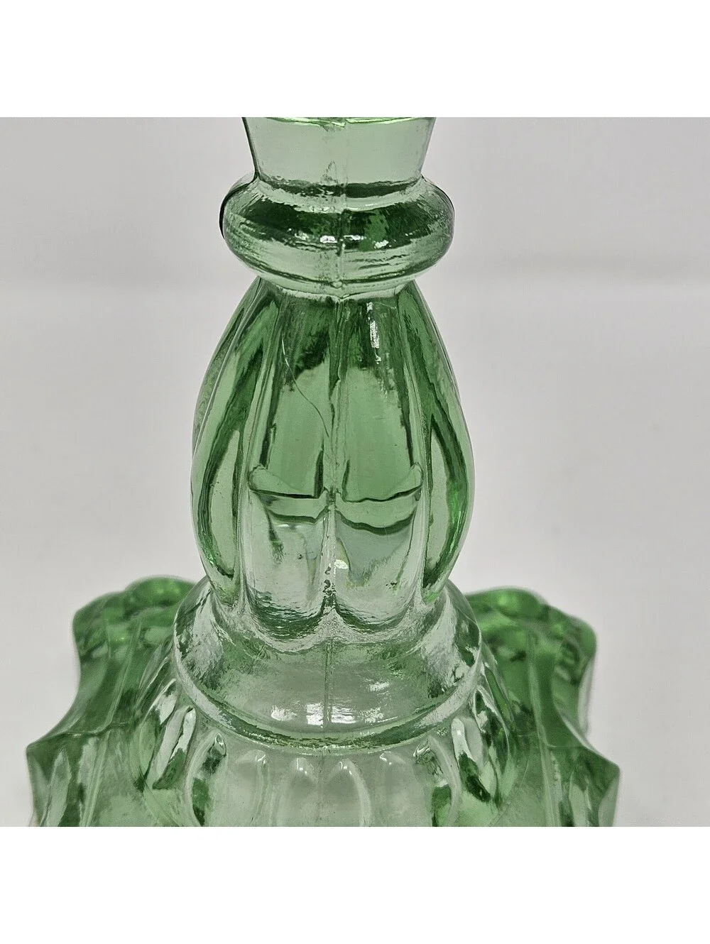 Vintage Retro Green Depression Glass Oil Lamp 9.25